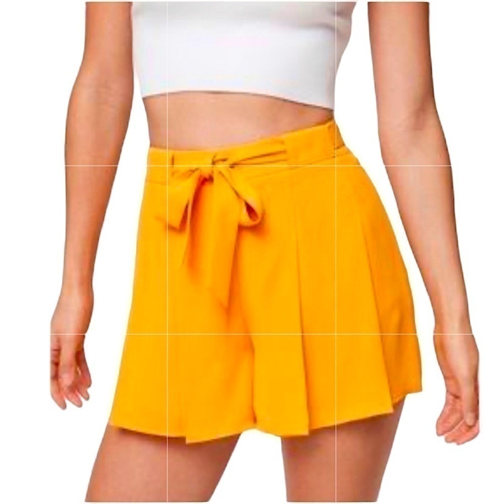 Aritzia Sunday Best Orange Tailored Pleaded Shorts Tie Waist Side Pockets Sz 2